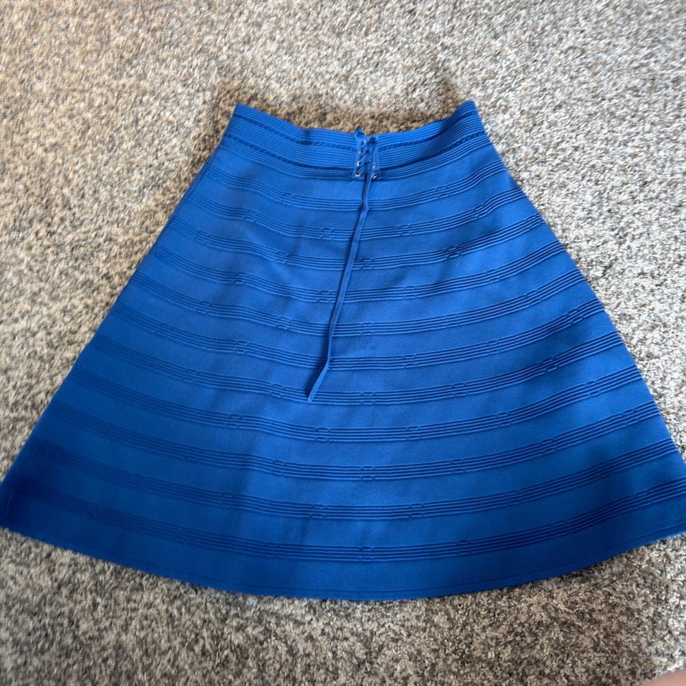 Sandro Paris Blue Knit Lace Up A-Line Mini Skirt J30290E Size 2 NWT